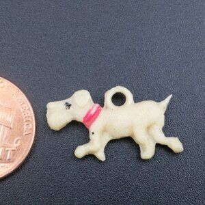Vintage Celluloid Plastic Schnauzer Dog Cracker Jack Prize Charm for Bracelet